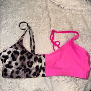 Pink & Leopard Print Asymmetrical Bikini Top – Size M
